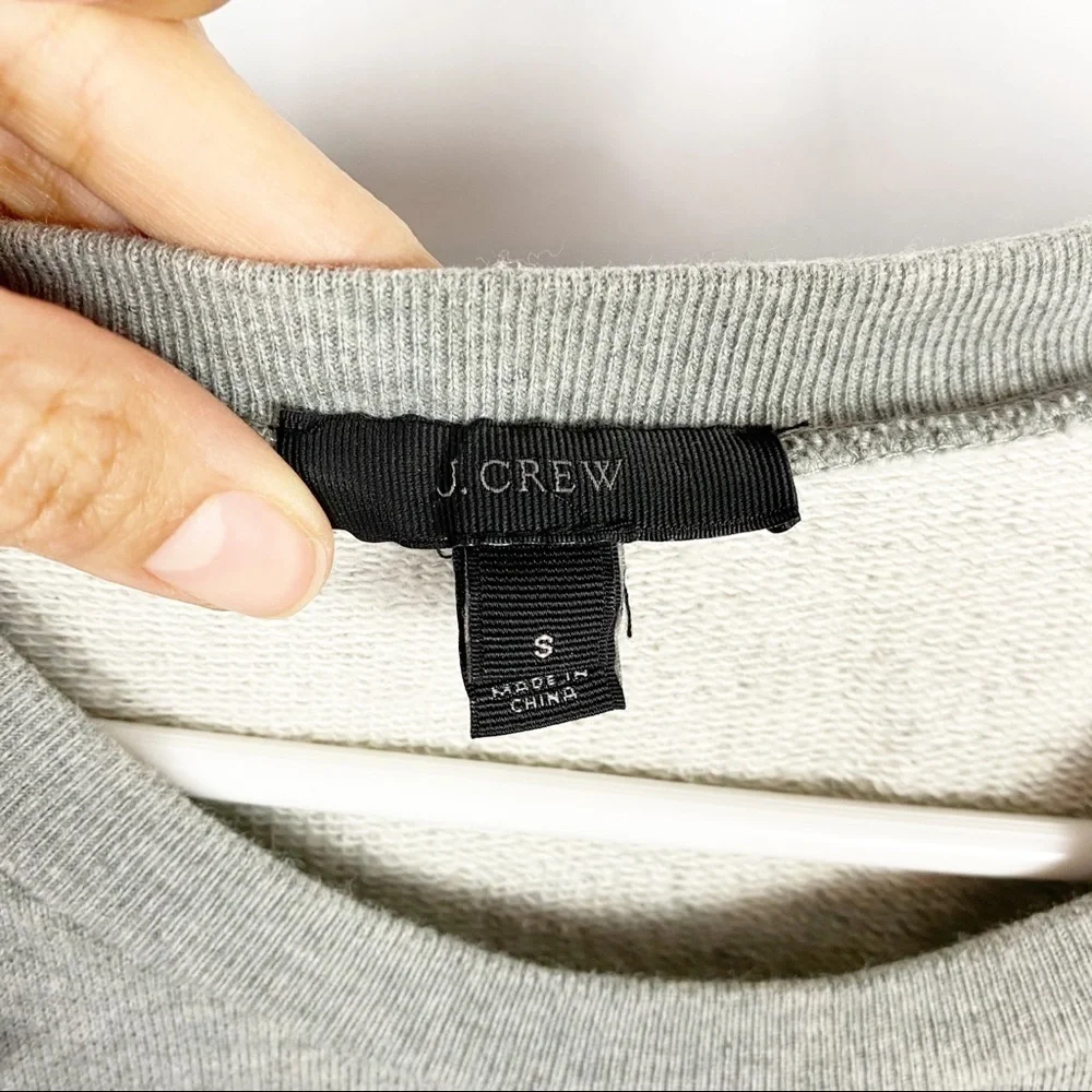 JCREW Blue Floral Embellished Grey Sweatshirt